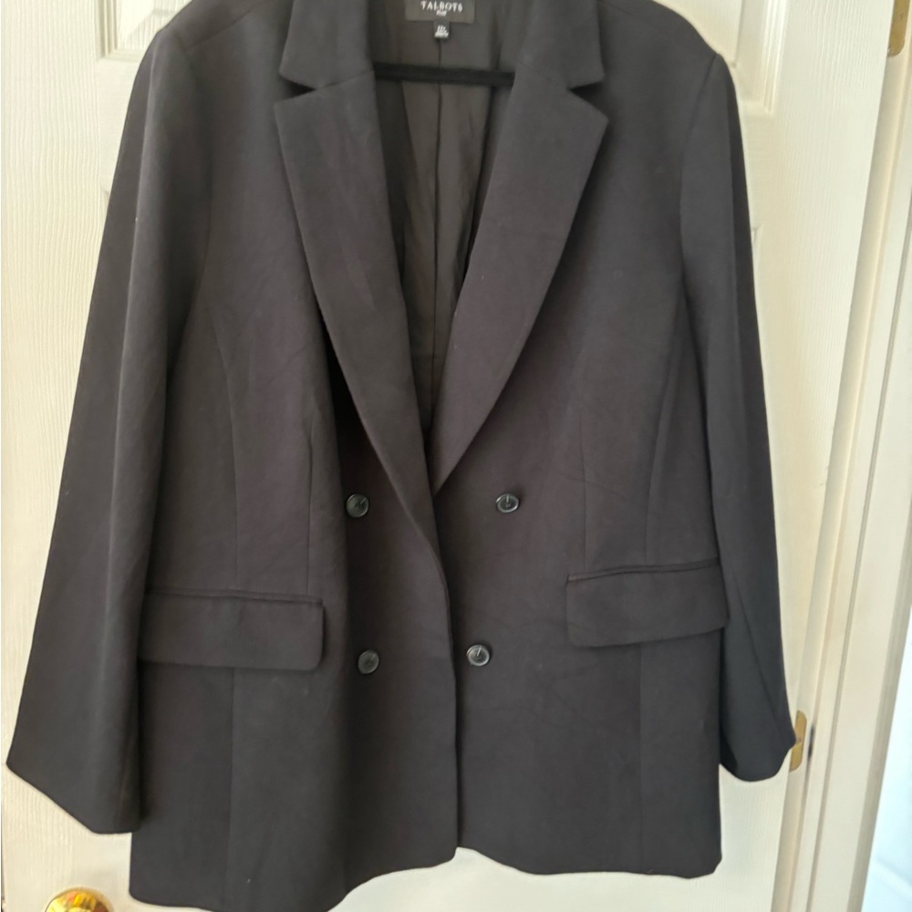 Talbots Double Breasted Open FrontJacket Blazer Black Womens Sz 22w New